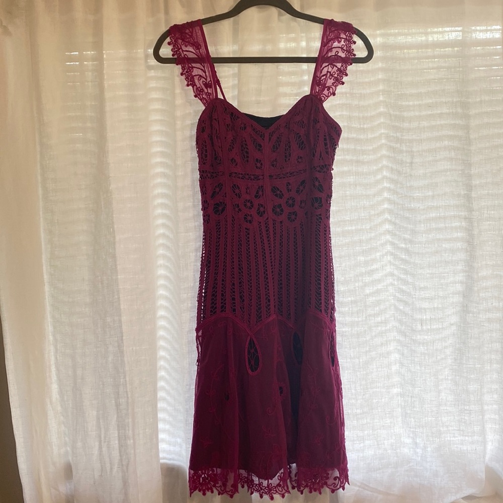 Betsey Johnson magenta/hot pink and black lace dress